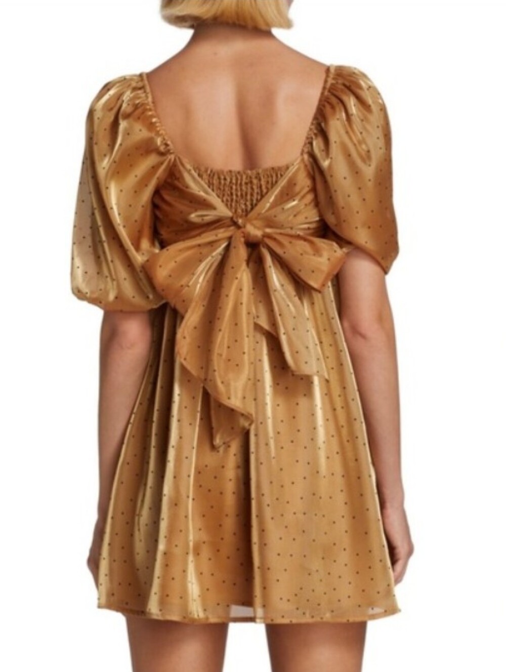 WAYF made for you babydoll dress Metallic Gold Coquette